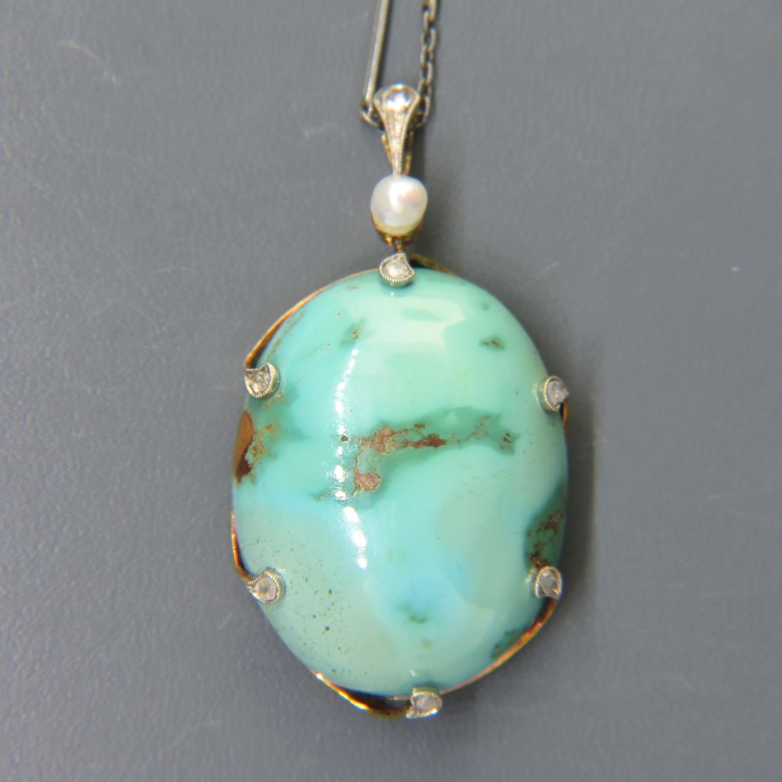 Turquoise & Diamond 14K Gold Pendant (1 of 5)