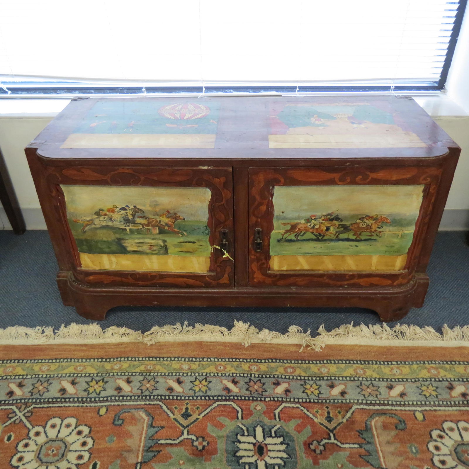 Hand Painted Blanket Chest, race horse scenes (1 of 6)