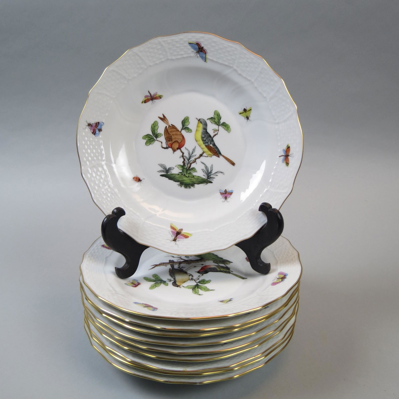 10 Herend Rothschild Bird" Dessert Plates," (1 of 10)