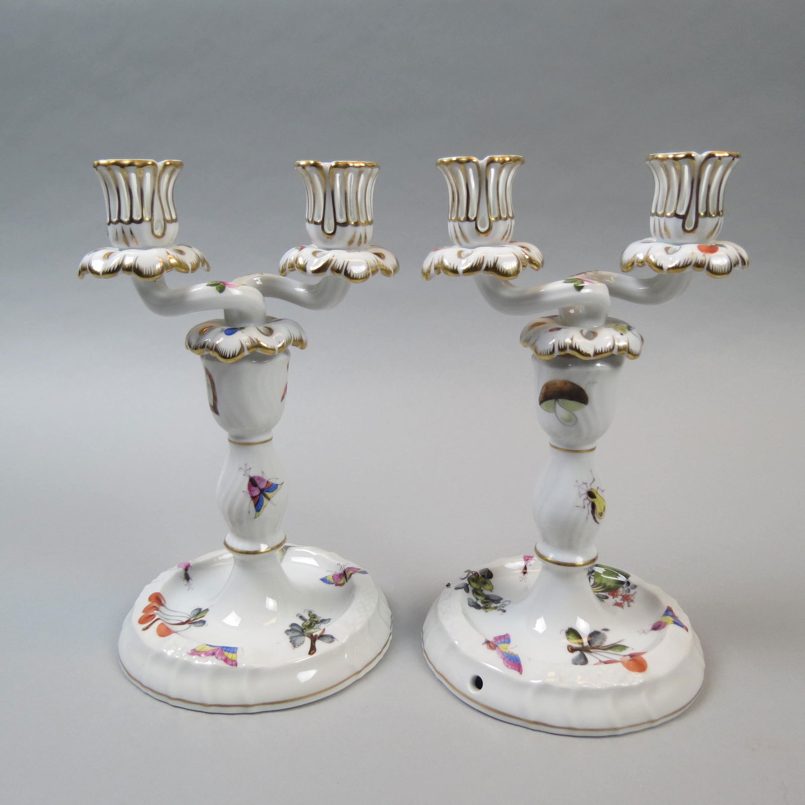 Pair of Herend Porcelain Candelabra Market Garden (1 of 7)