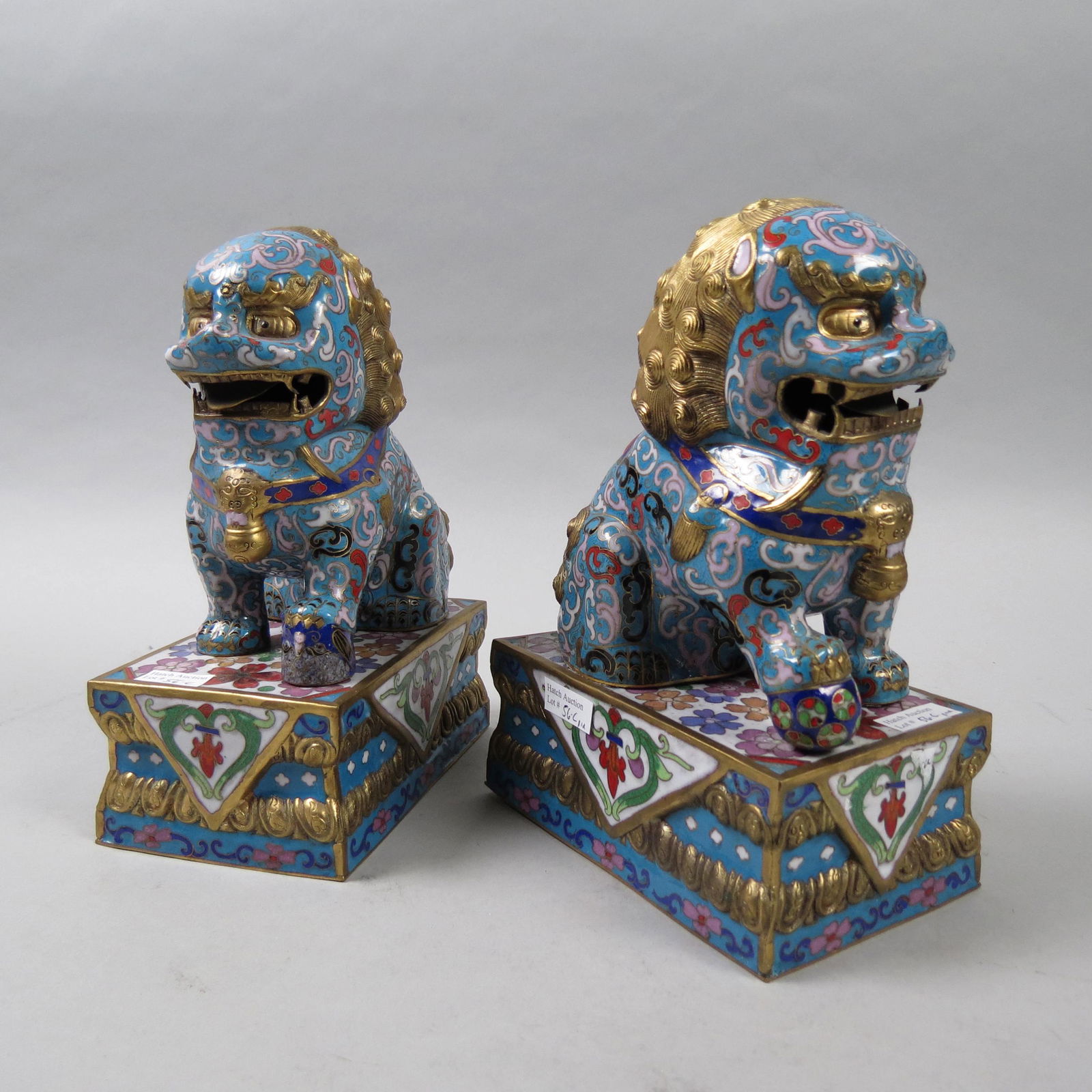 Pair of Chinese Cloisonne Foo Dog Figurines (1 of 7)