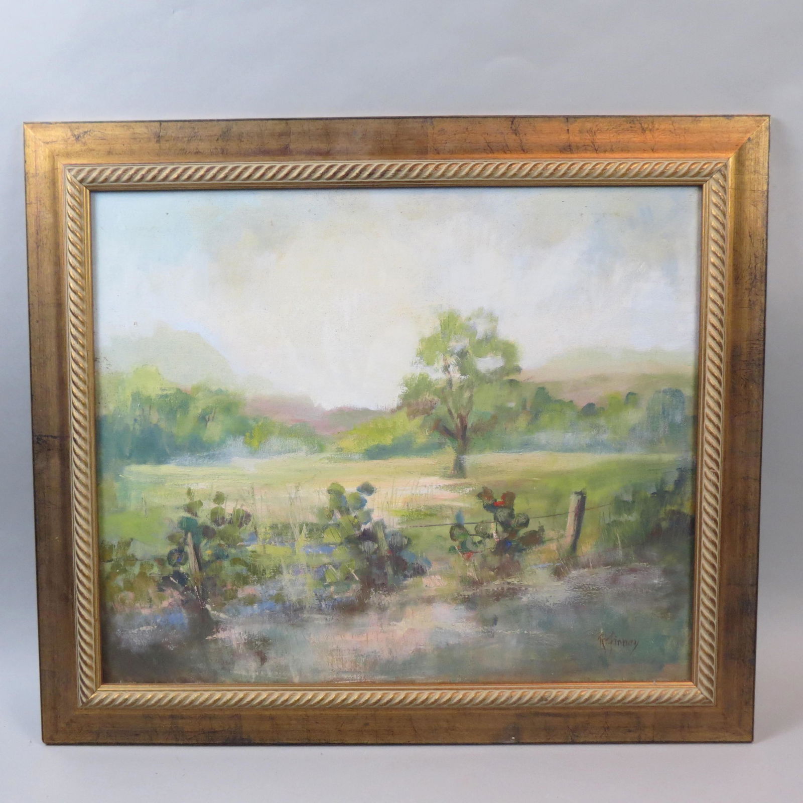 R. Finney, oil, landscape with cactus (1 of 6)