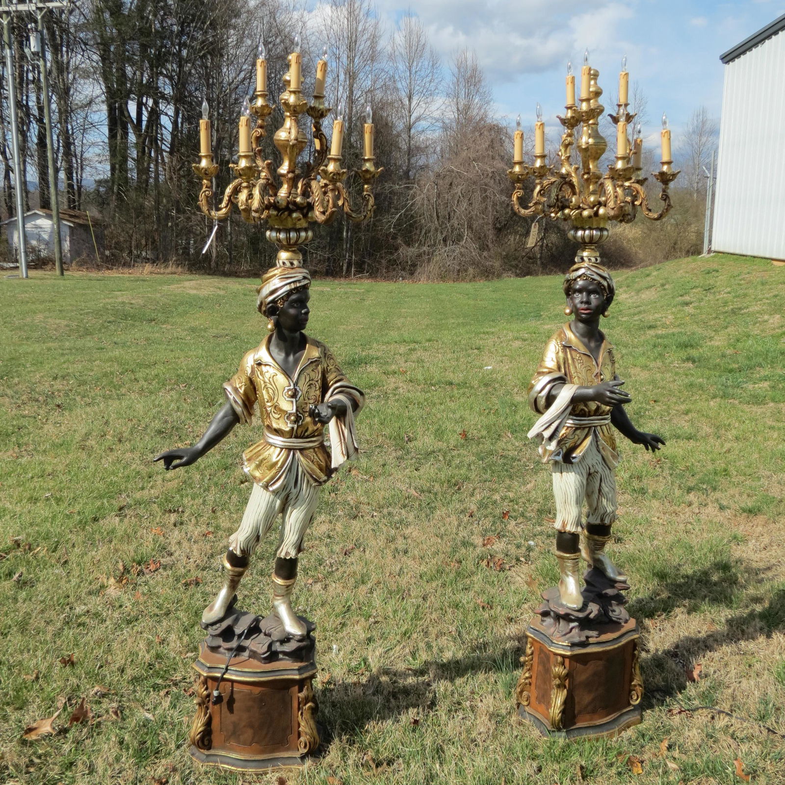 Pair of Italian Blackamoor Figural Floor Lamps (1 of 8)