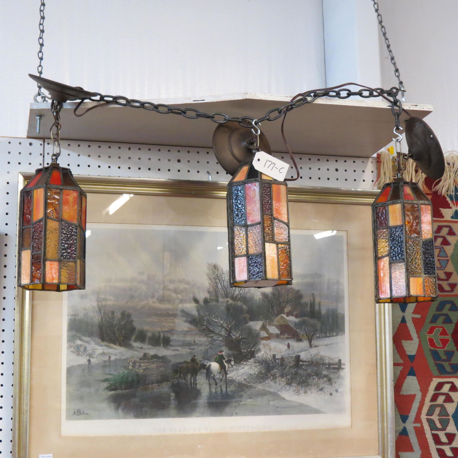 3 Slag Glass Hanging Light Fixtures (1 of 3)