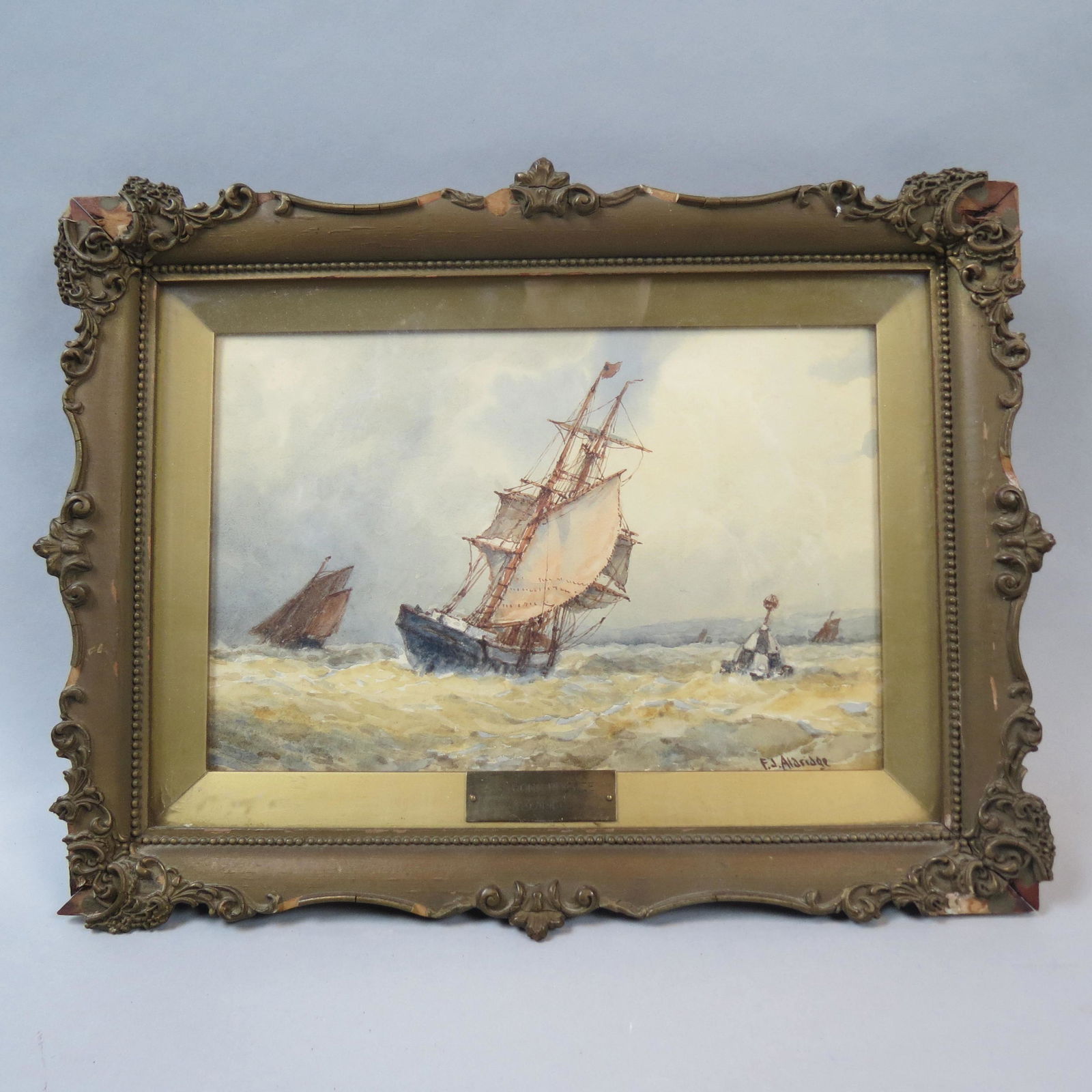 Frederick J. Aldridge, watercolor, A Stormy Breeze"," (1 of 6)