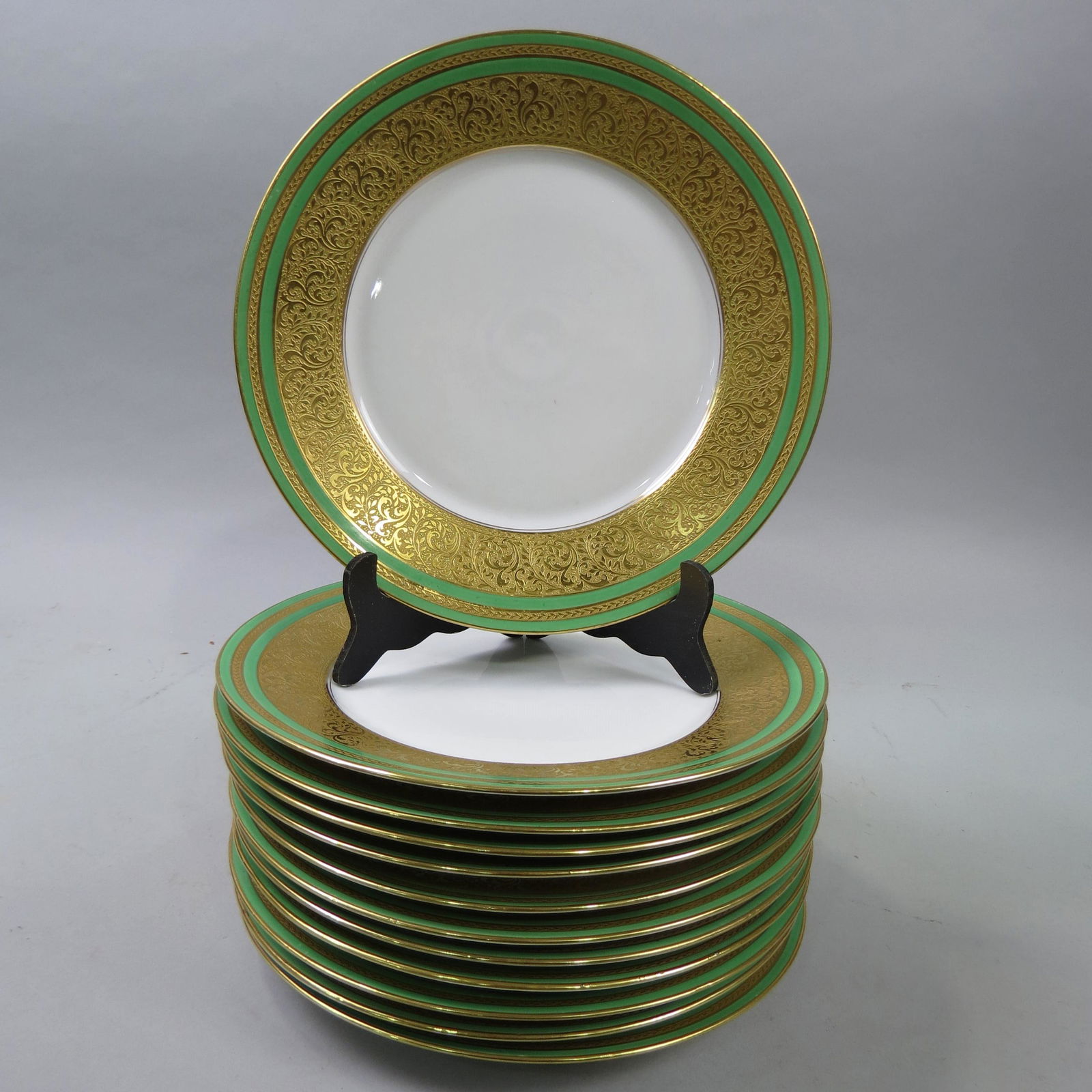 Set of 12 Gold Encrusted China Service Plates (1 of 5)