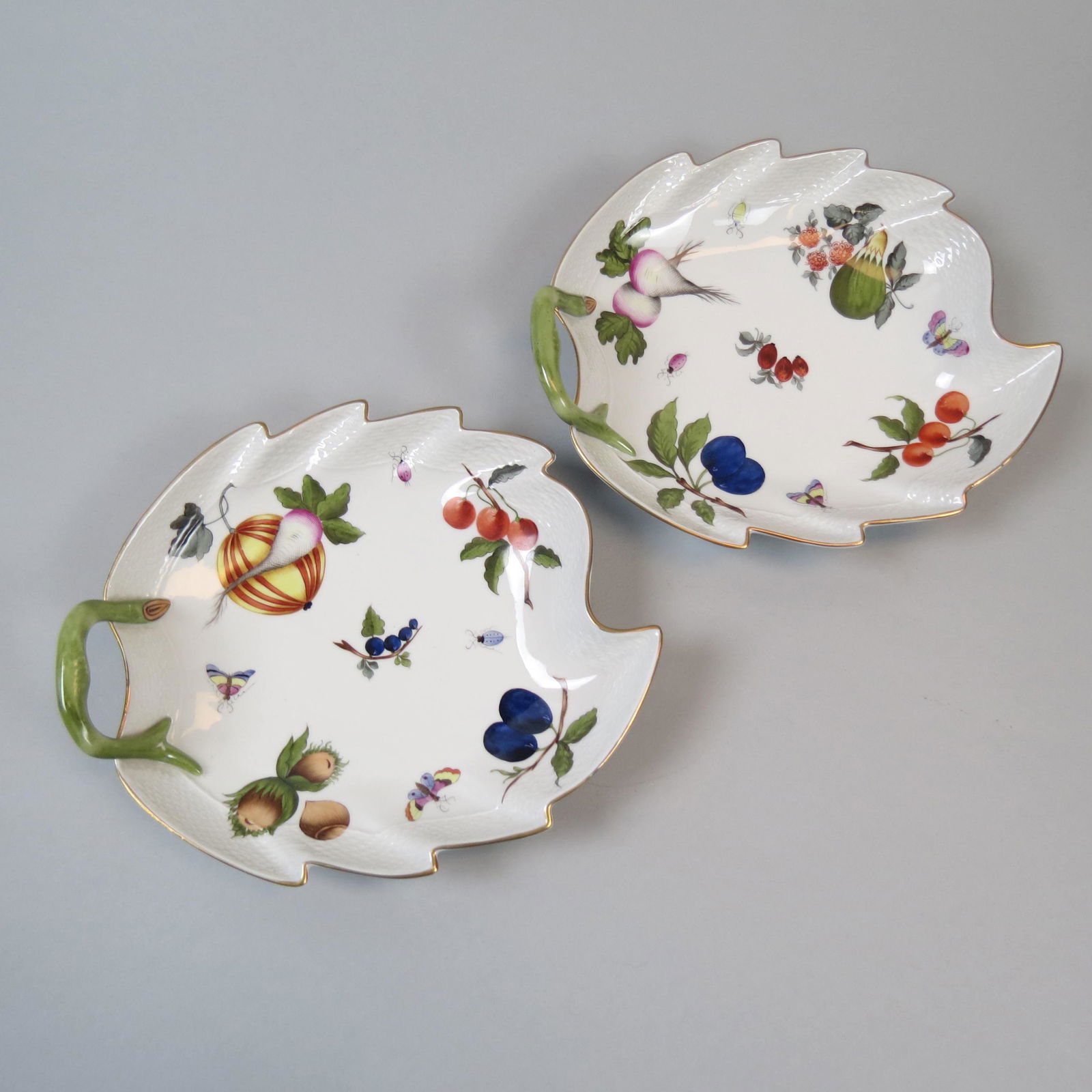 Pair of Herend Porcealin Leaf Shape Dishes (1 of 7)