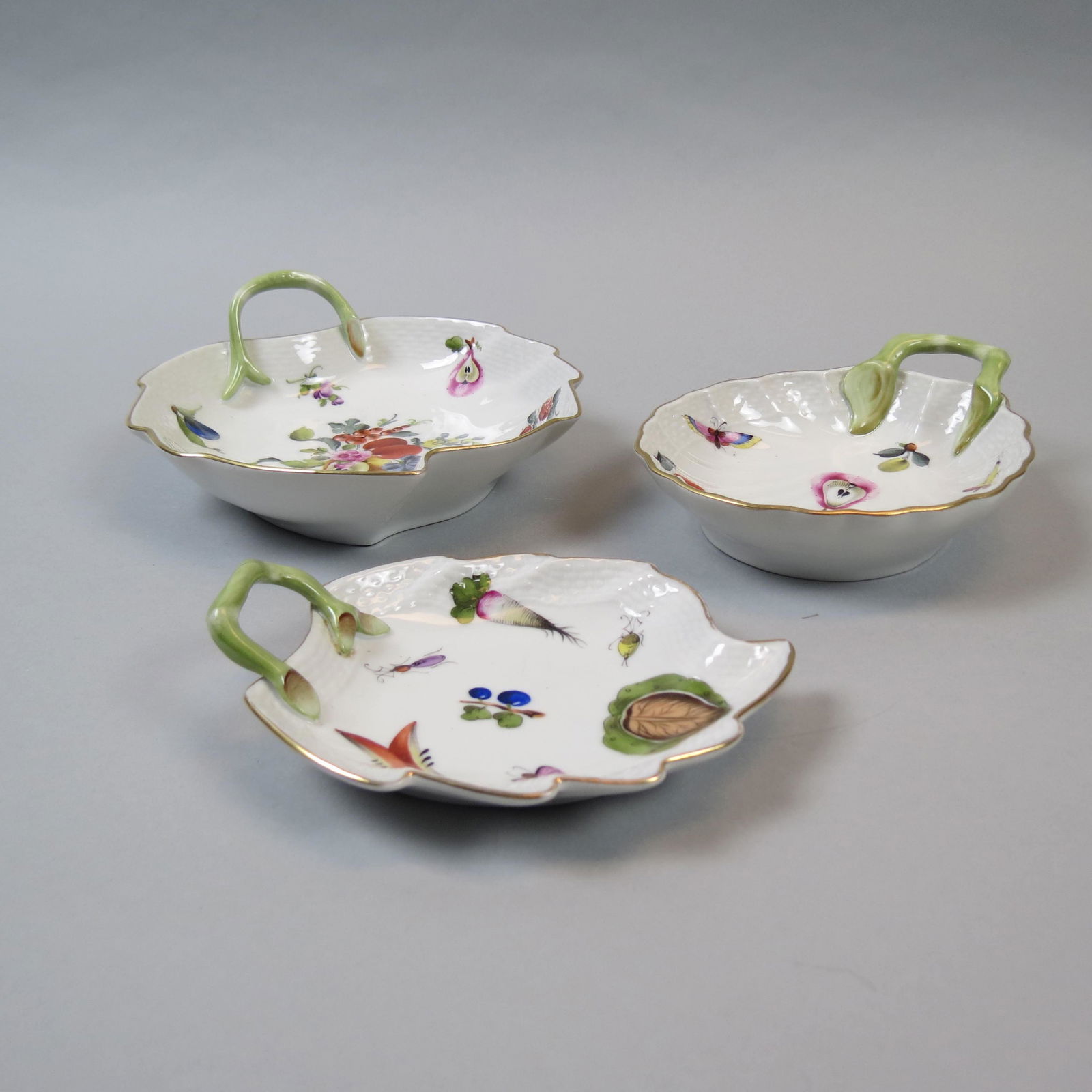 3 Herend Porcelain Leaf Shape Dishes (1 of 6)