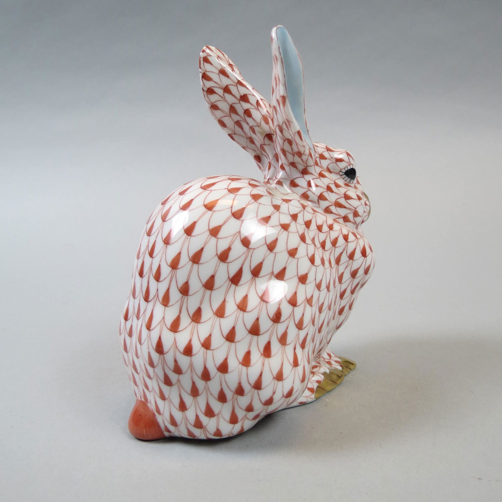 Herend Porcelain Fishnet" Figurine of a Rabbit," (1 of 3)