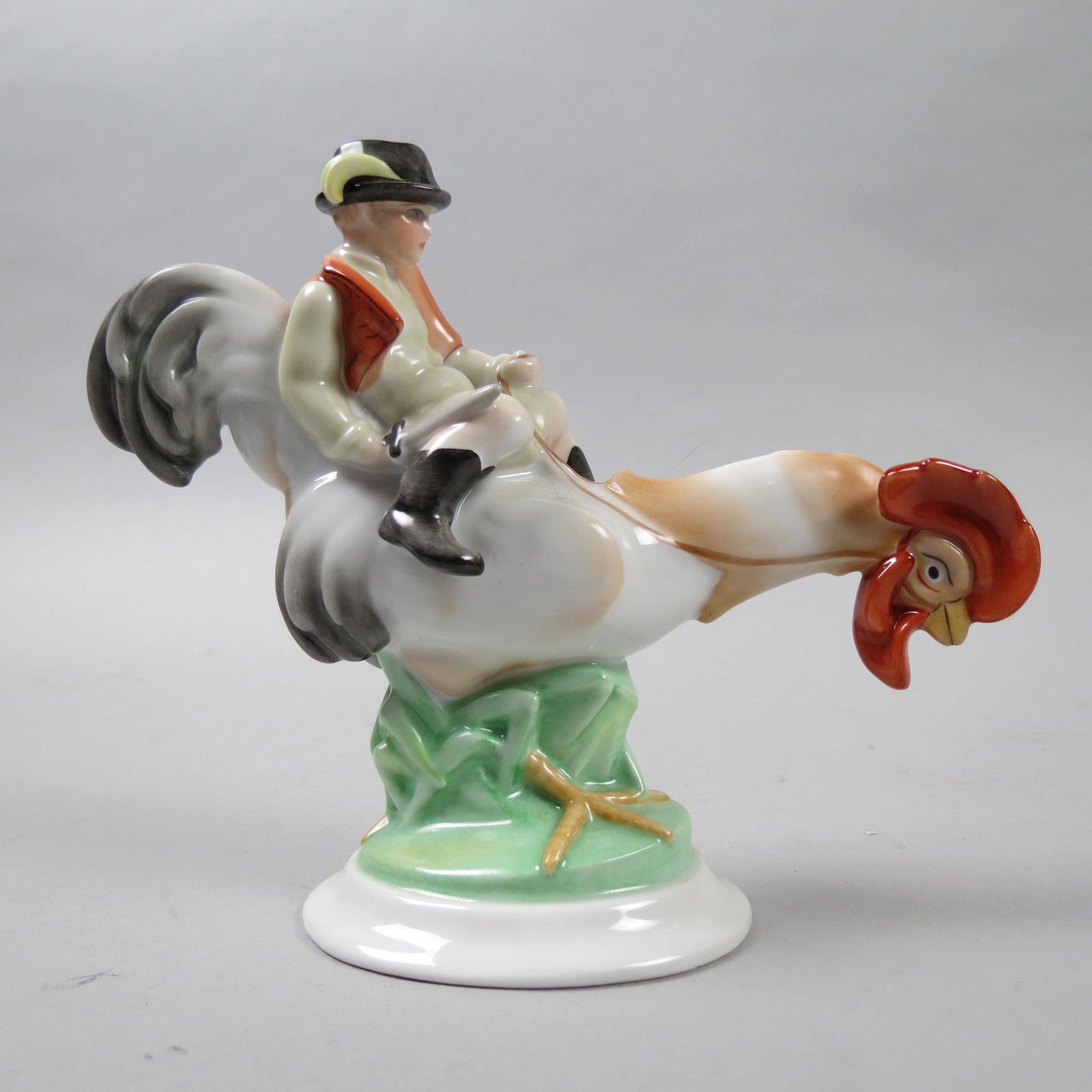 Herend Porcelain Figurine of a Boy riding Rooster (1 of 6)