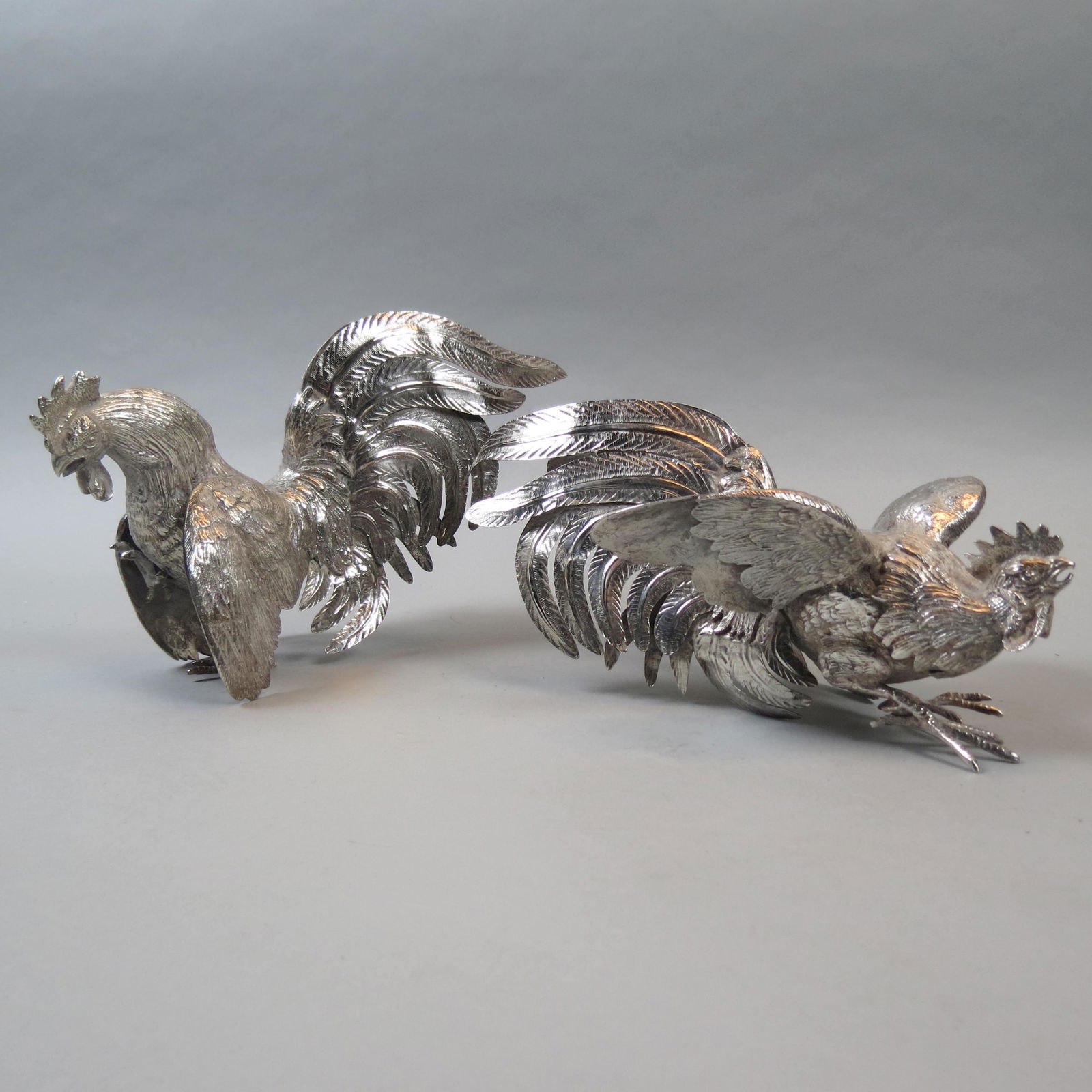 Pair of Sterling Silver Fighting Cocks (1 of 10)