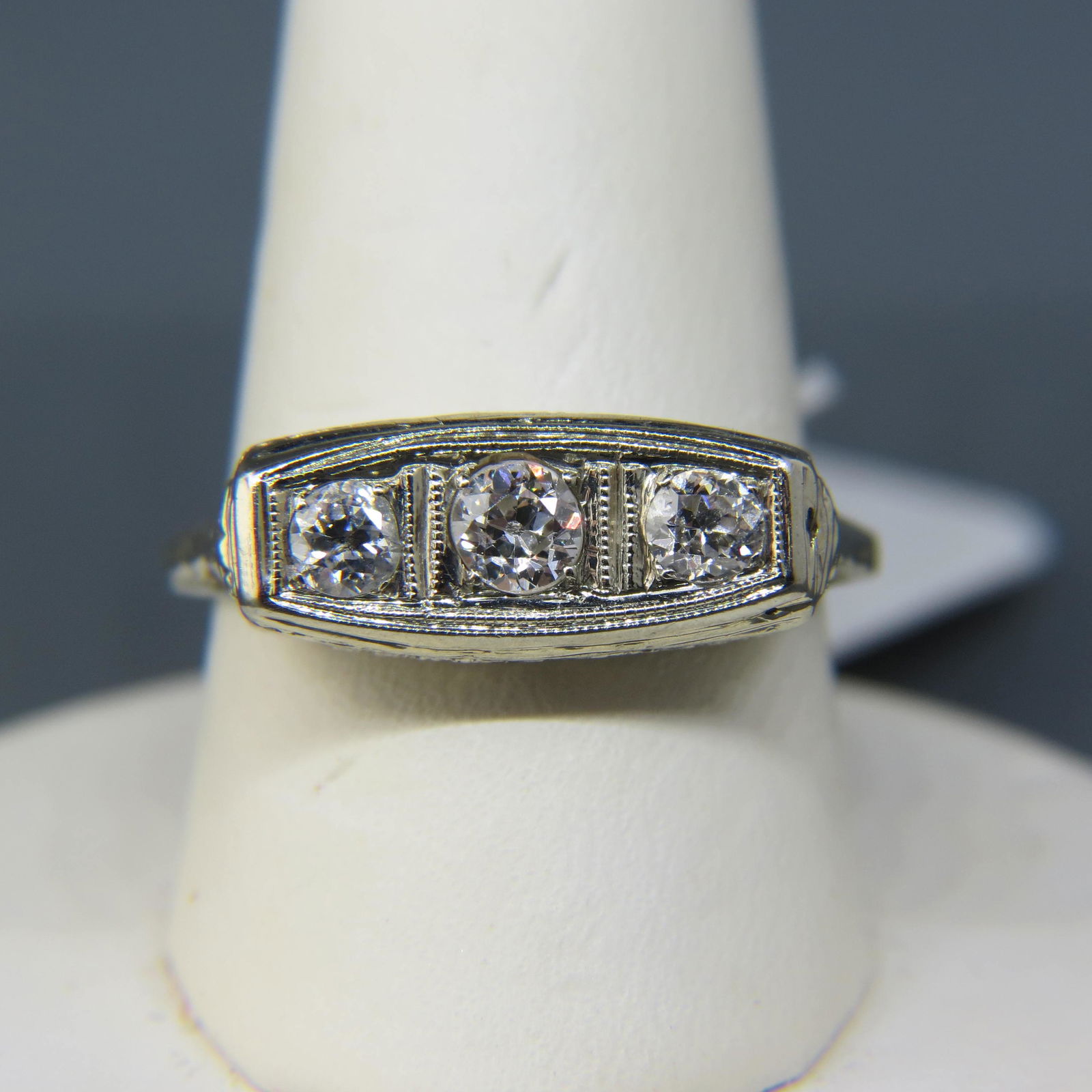 Diamond 18K Gold Antique Filigree Ring (1 of 5)