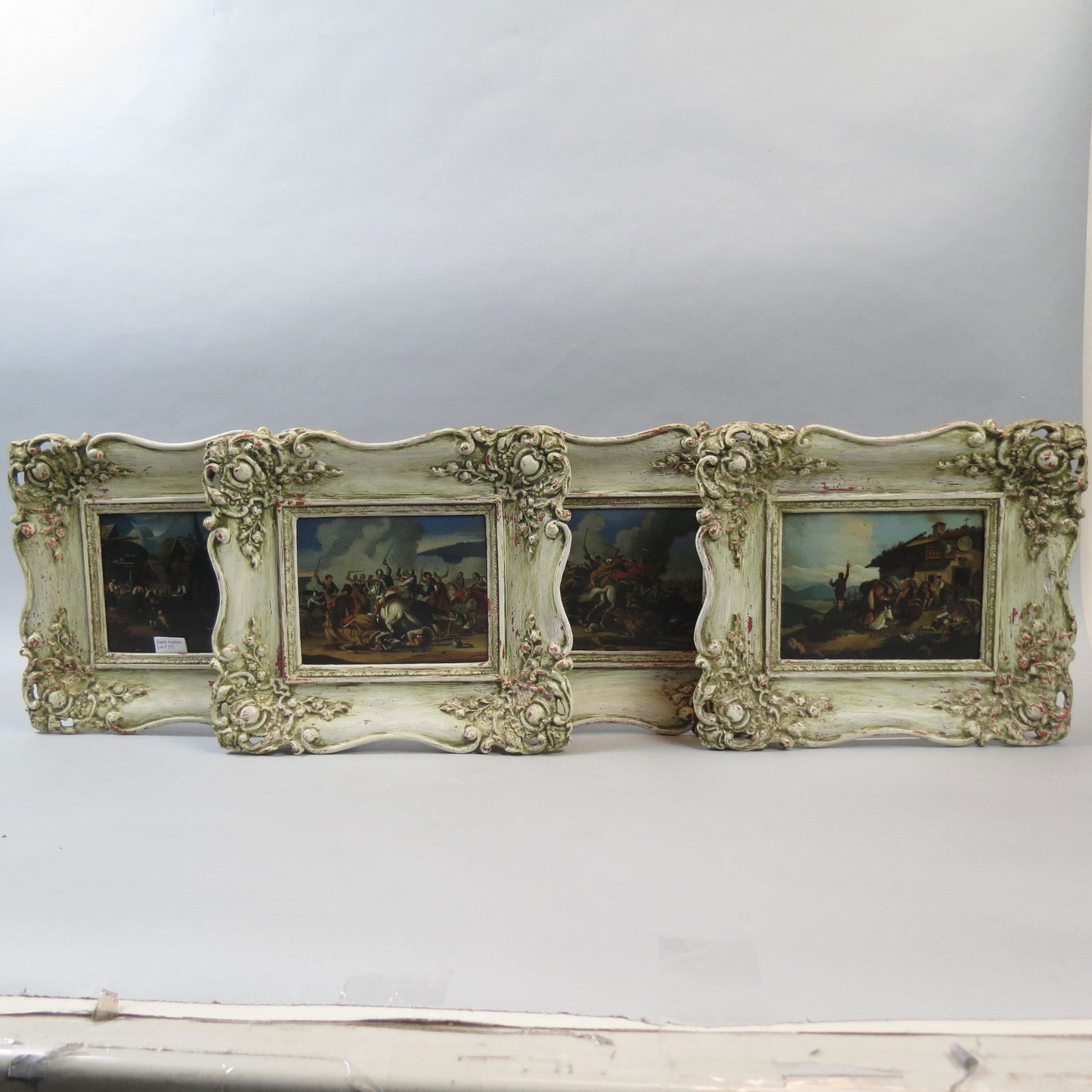 4 Early Oil Paintings including Two Battle Scenes (1 of 6)