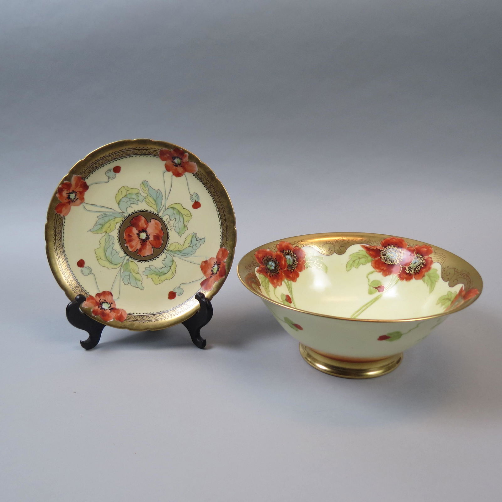 2 pcs. Pickard Handpainted Poppy" China," (1 of 6)