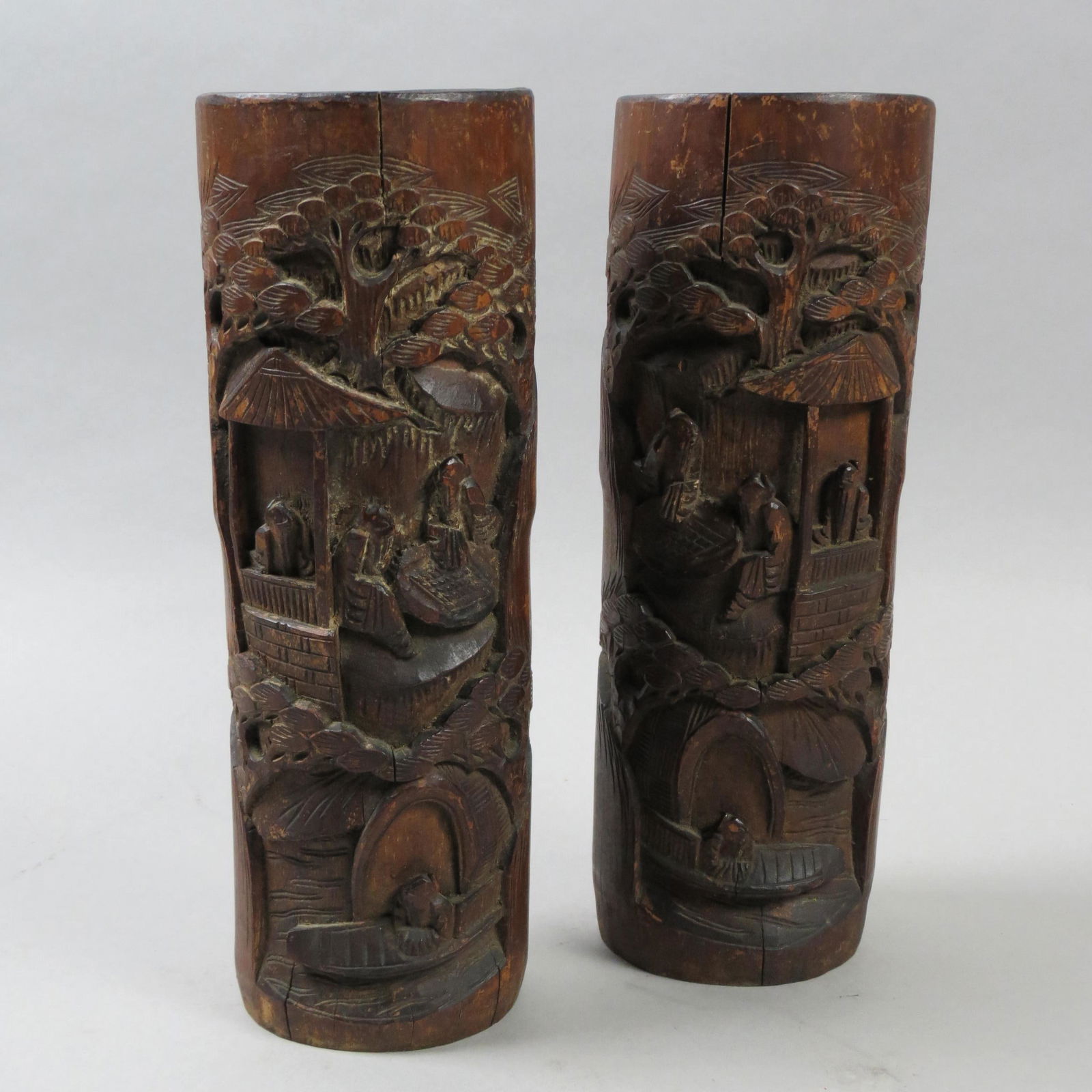 Pair of Chinese Carved Bamboo Brushpots (1 of 7)
