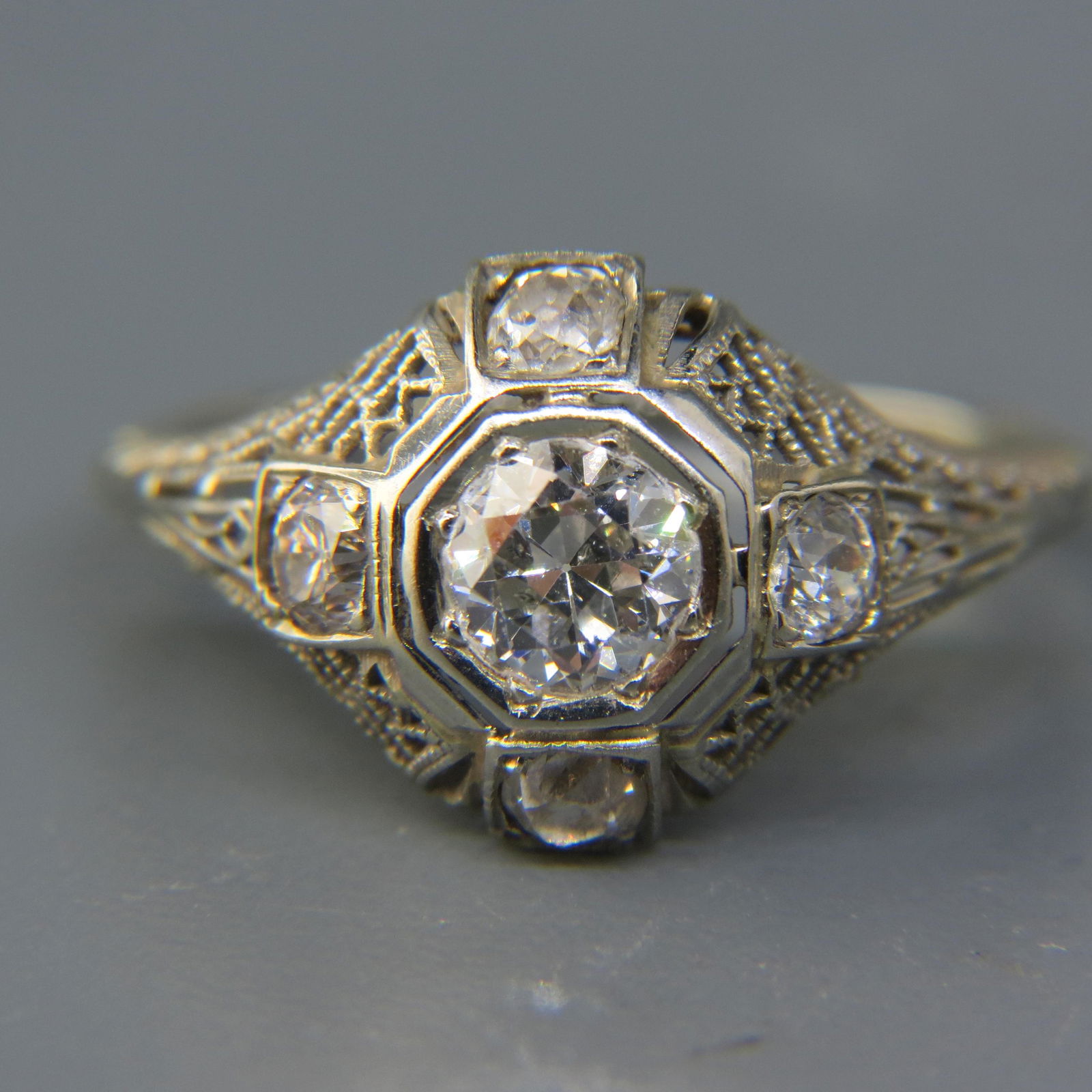 Diamond 18K Gold Filigree Ring (1 of 7)