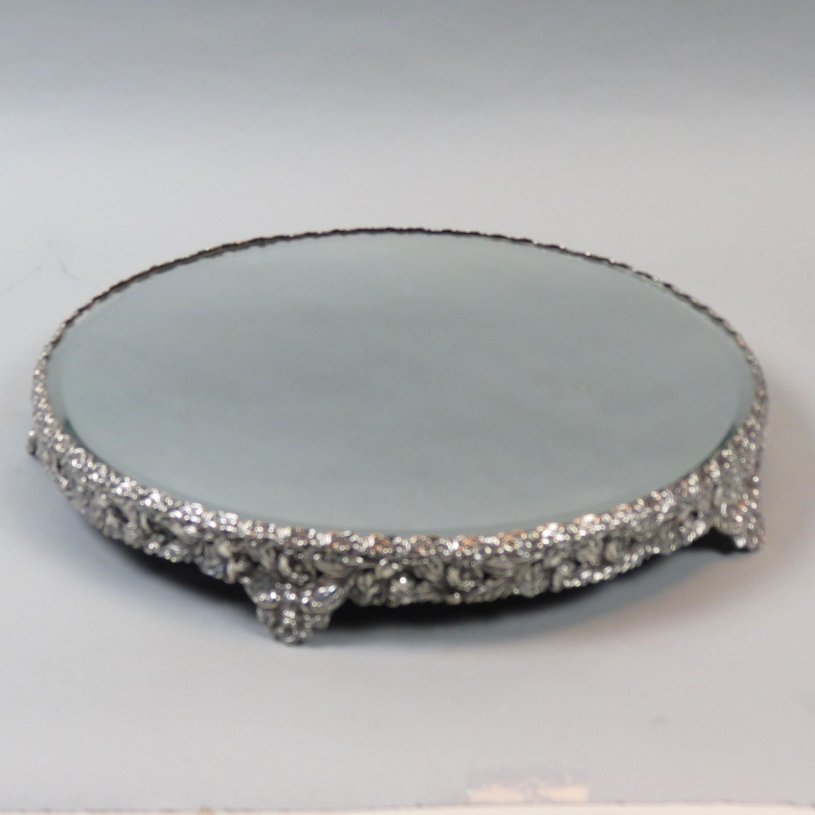 Silverplate Mirrored Plateau, 16 diamter," (1 of 5)