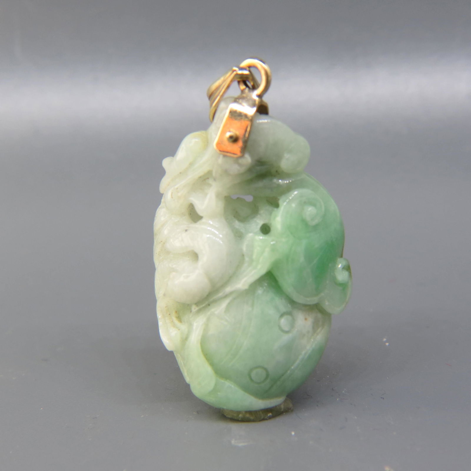 Chinese Carved Jade & 14K Gold Pendant (1 of 6)
