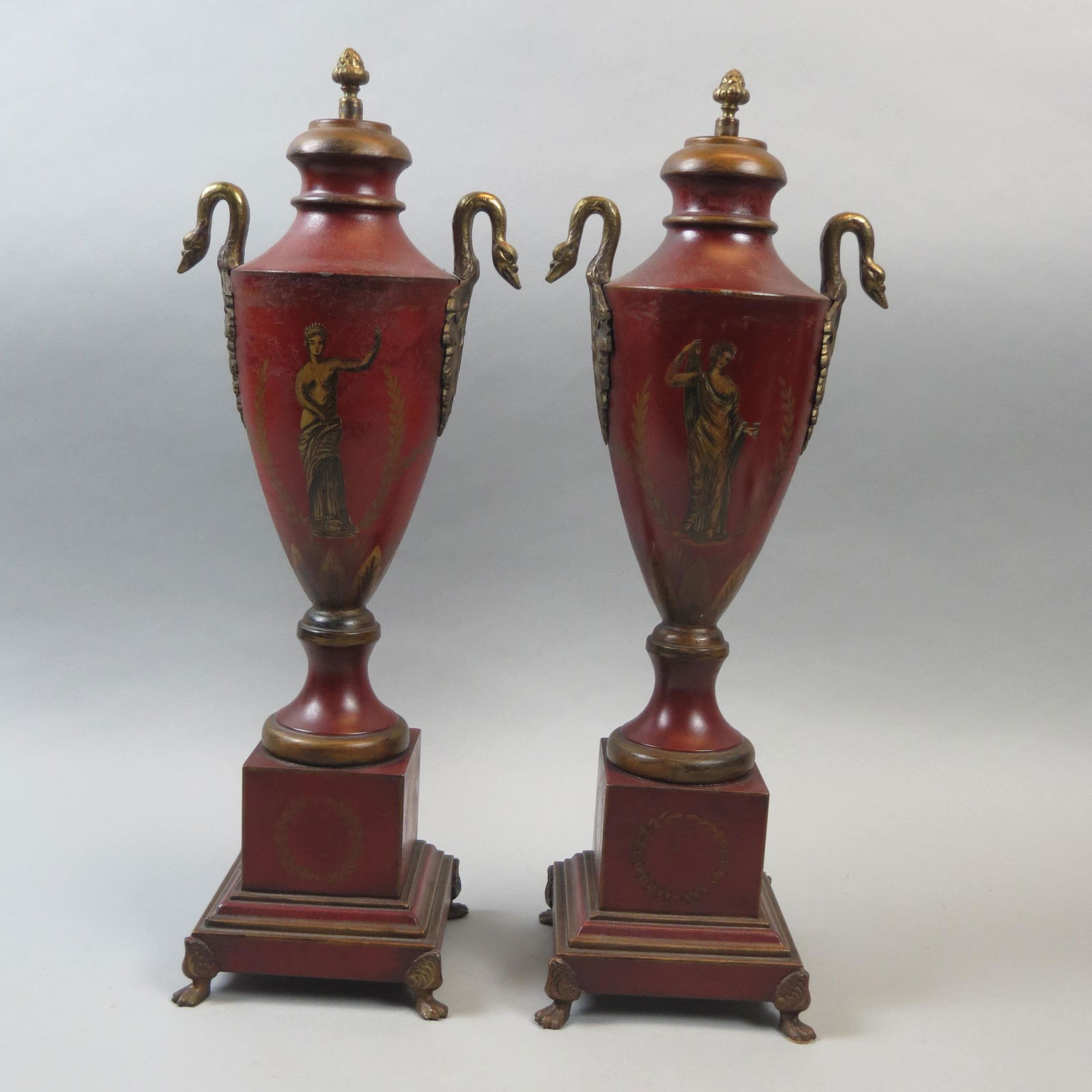 Pair of French Tole Urn" Lamps," (1 of 6)