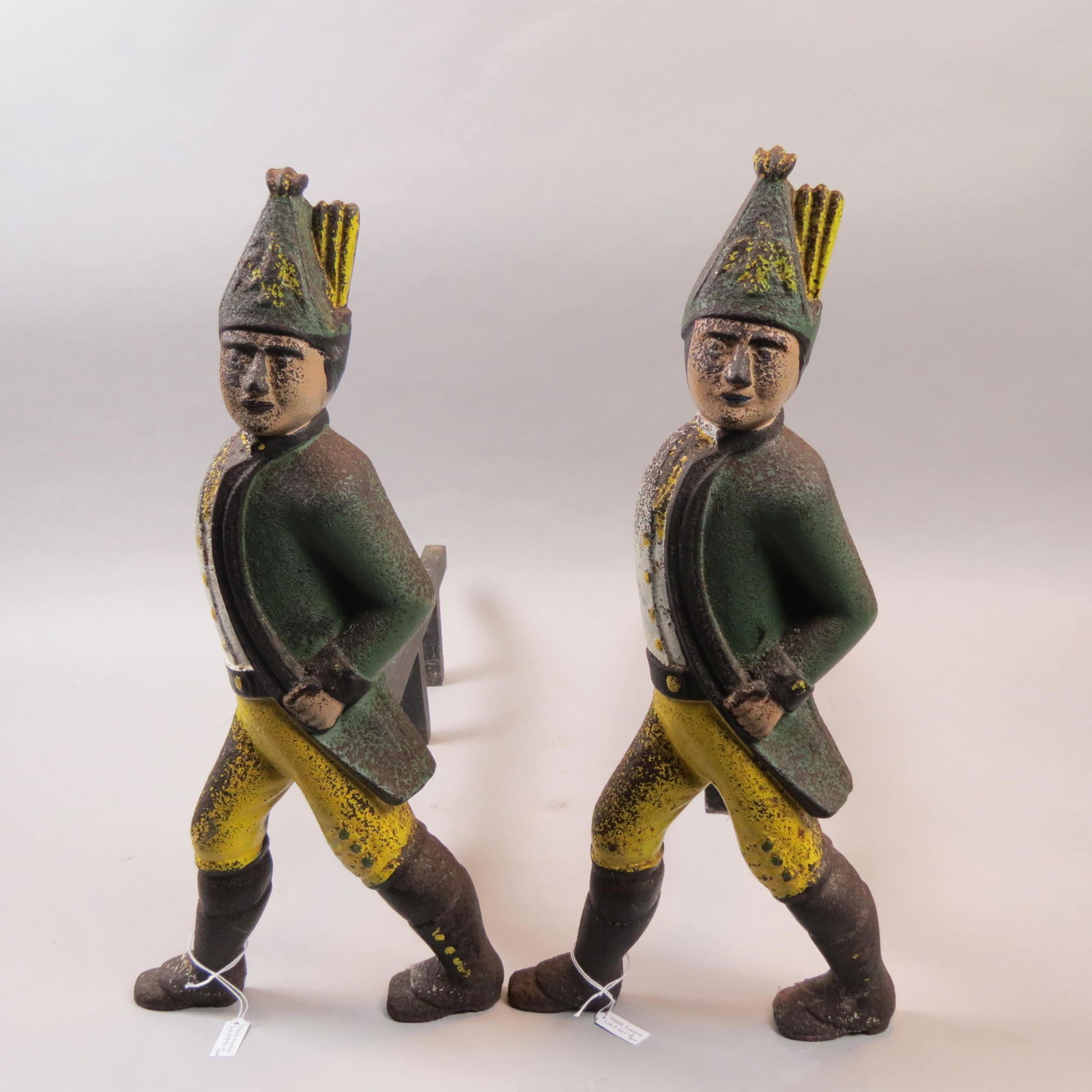 Pair Antique Cast Iron Hessian Soldier Andirons (1 of 6)