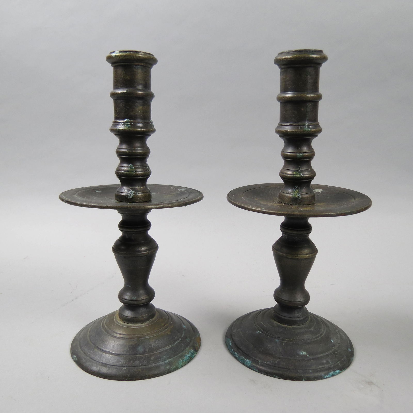 Pair of Early Bronze Candlesticks (1 of 9)