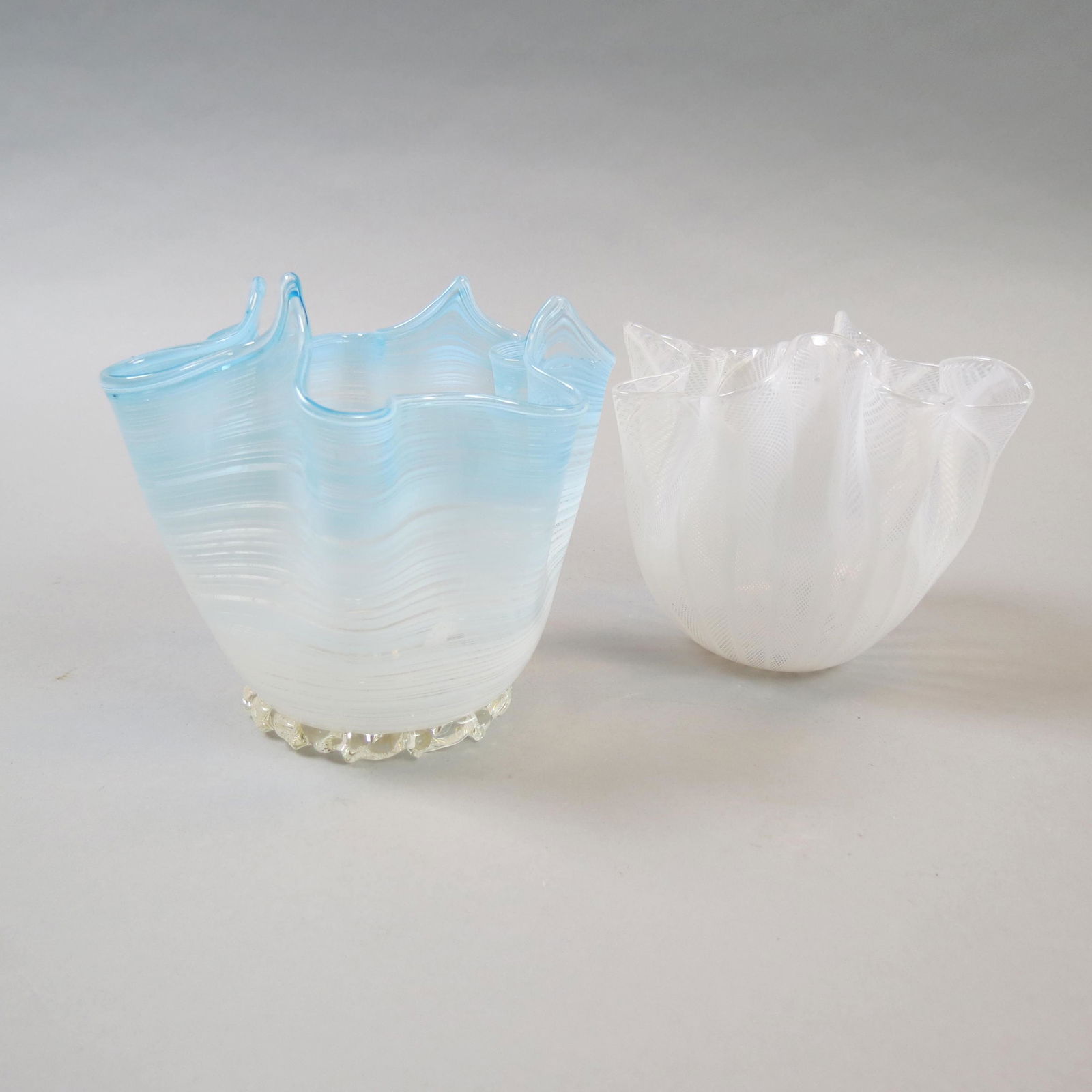 2 Italian Art Glass Handkerchief" Vases," (1 of 6)
