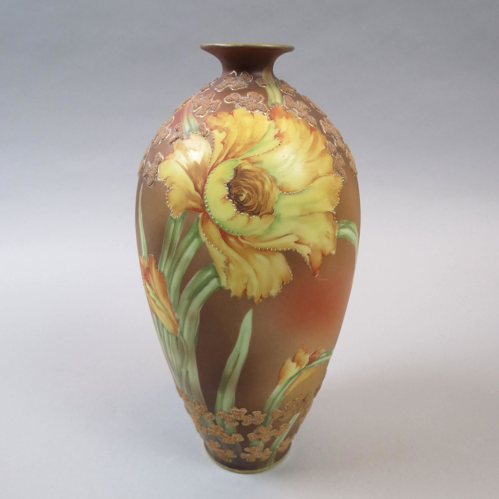 Nippon Coralene Decorated Porcelain Vase (1 of 6)