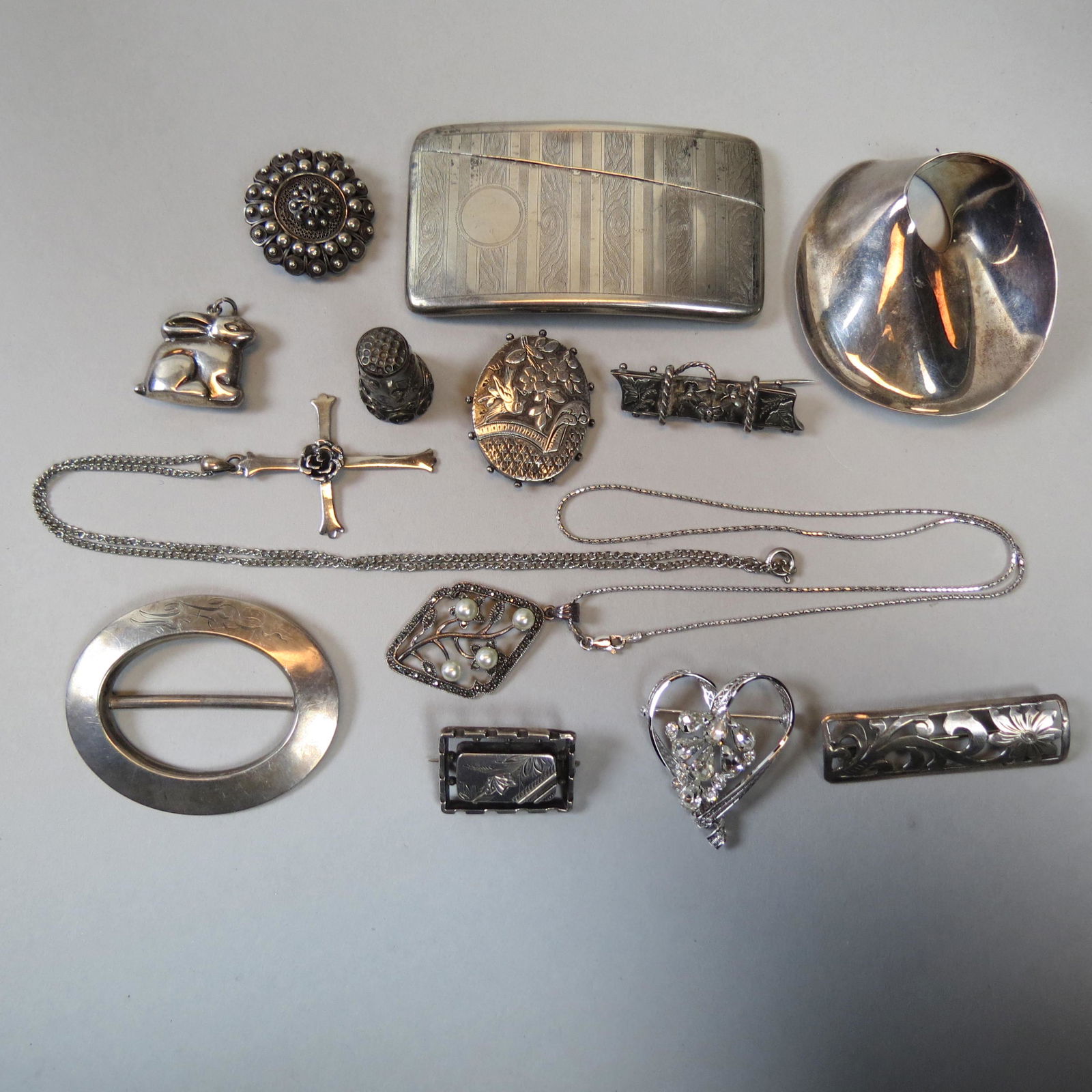 Estate Lot of 13 pcs.Sterling Silver Jewelry, Etc (1 of 9)