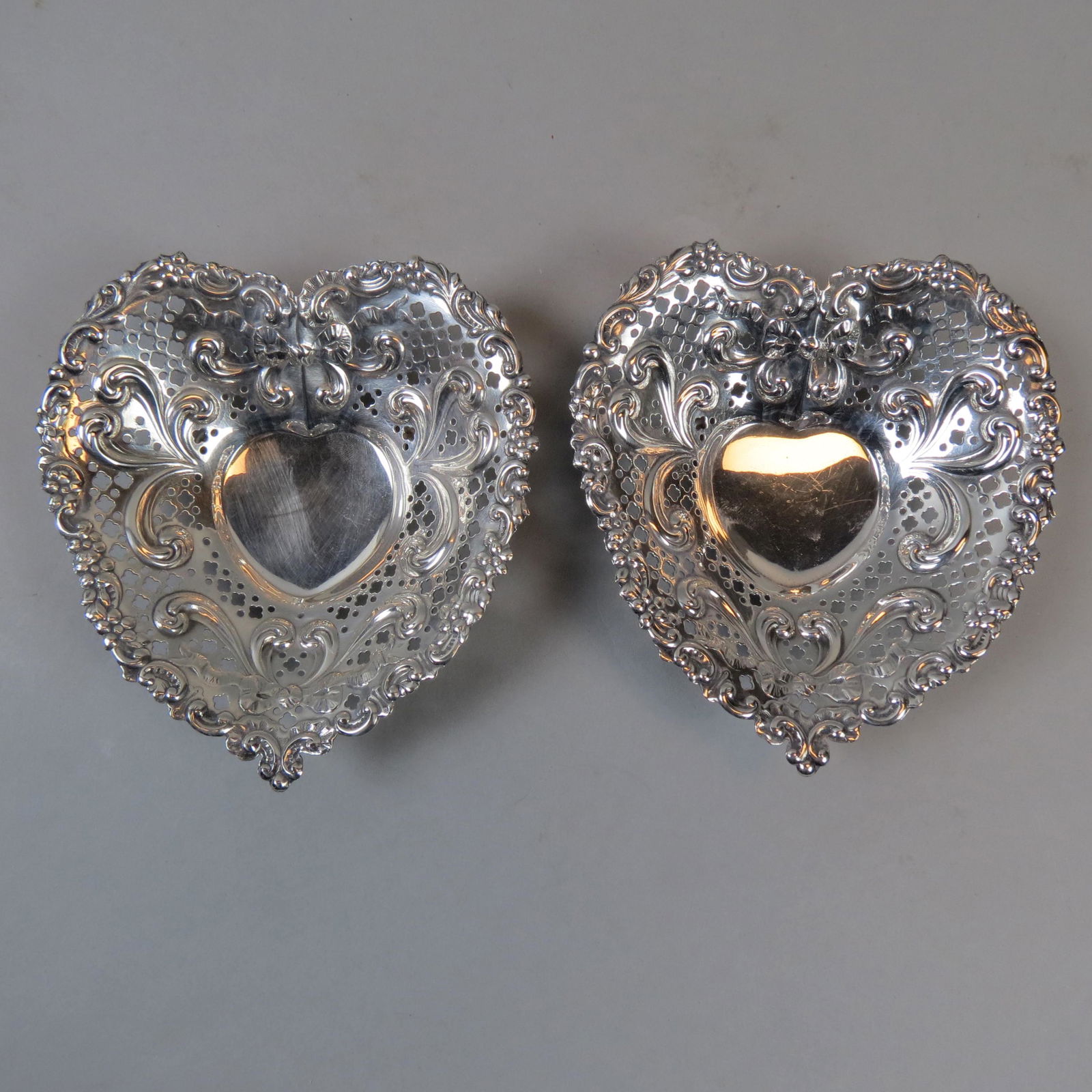 Pair of Gorham Sterling Silver Heart Dishes (1 of 4)