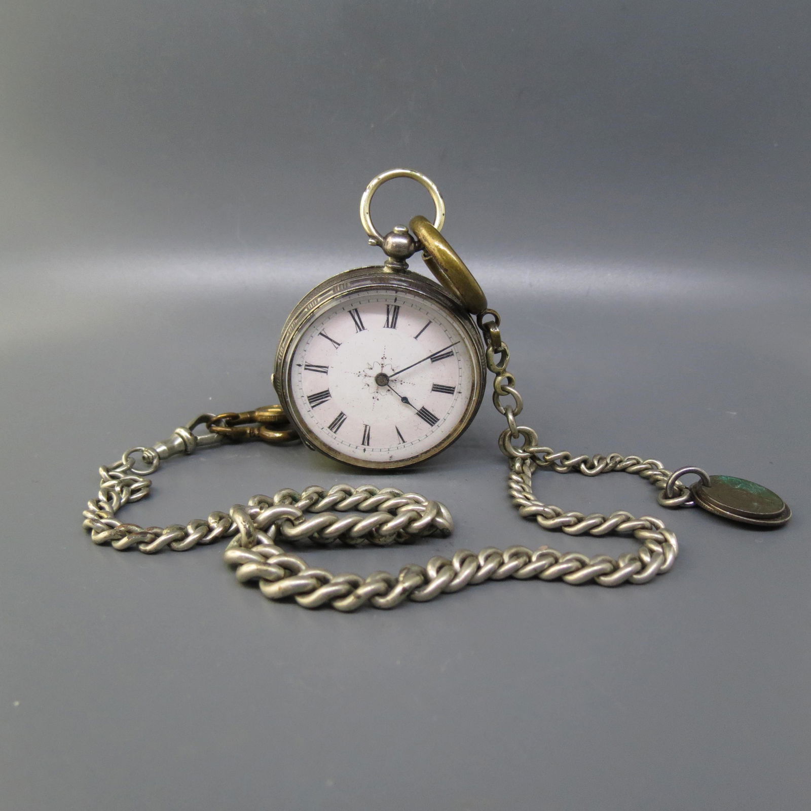European Silver Pocketwatch & Chain (1 of 7)