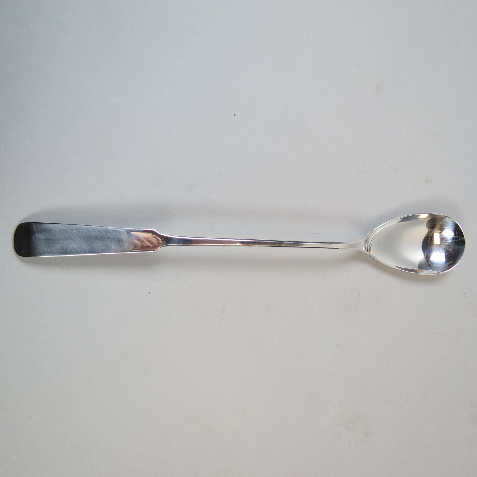 Arts & Crafts Sterling Platter Spoon: By Richard Dines, 12 3/4 long, no monogram, excellent, 99 grams.