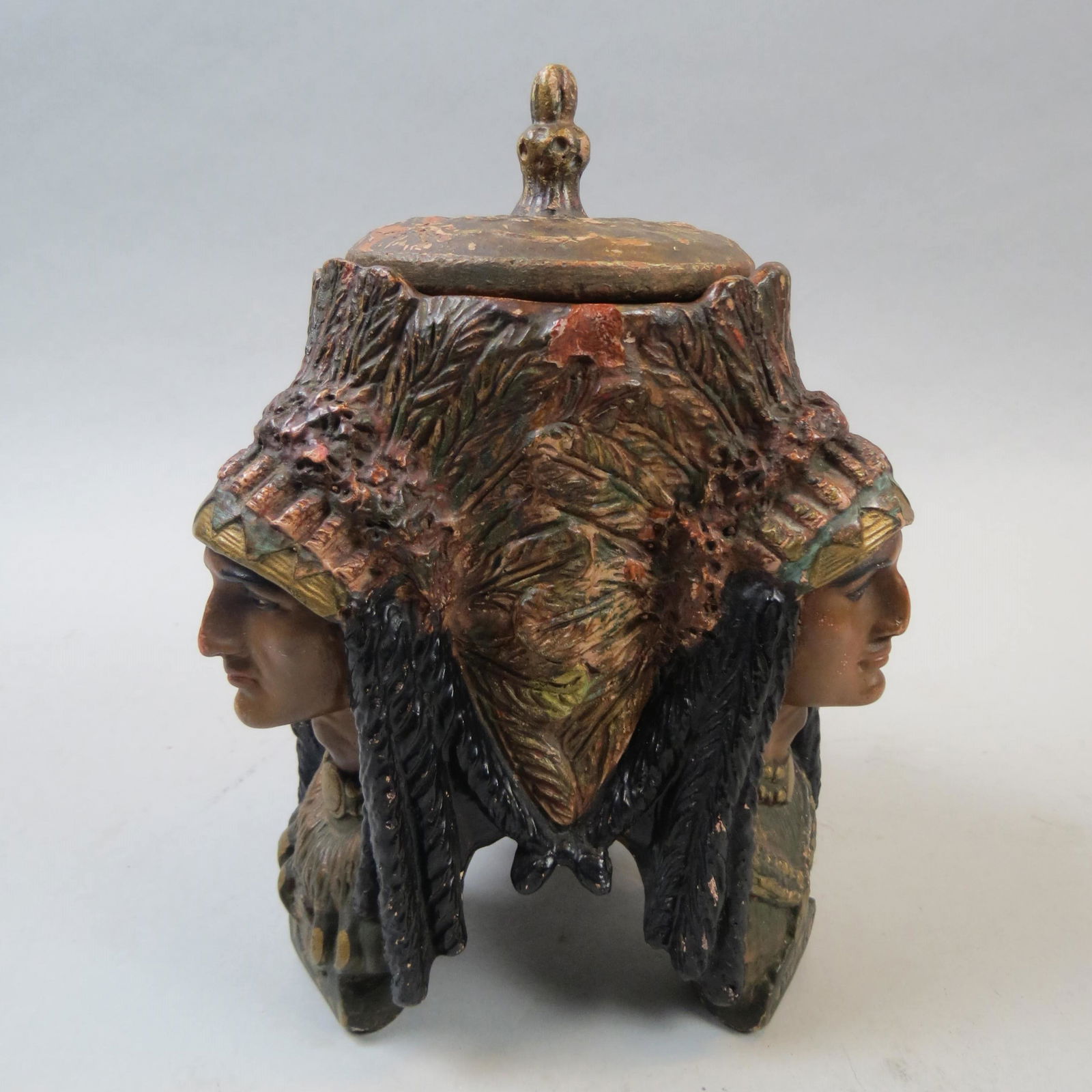 Antique Figural Terra Cotta Indian Chief Humidor (1 of 6)