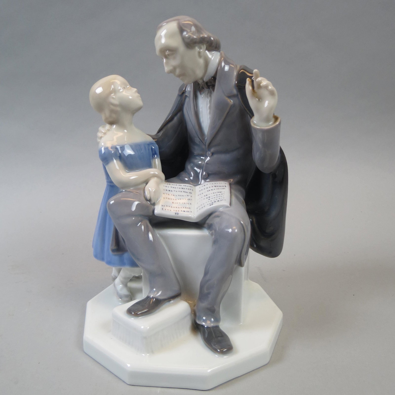 Bing & Grondahl Figurine Reading Lesson",": Man with young girl, #2037, 9, excellent.