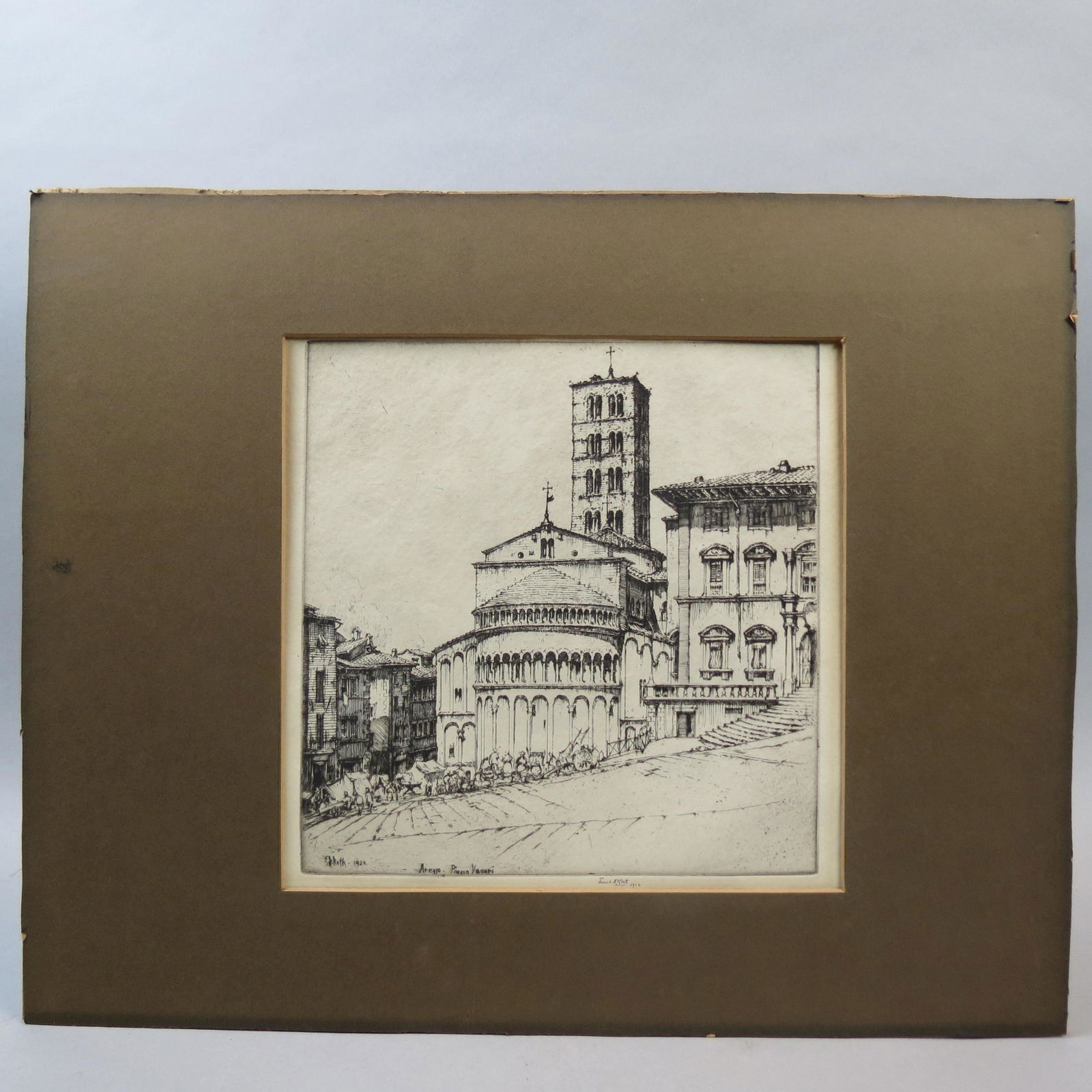 Ernest D. Roth, etching, Arezzo, Piazza Vasari (1 of 6)