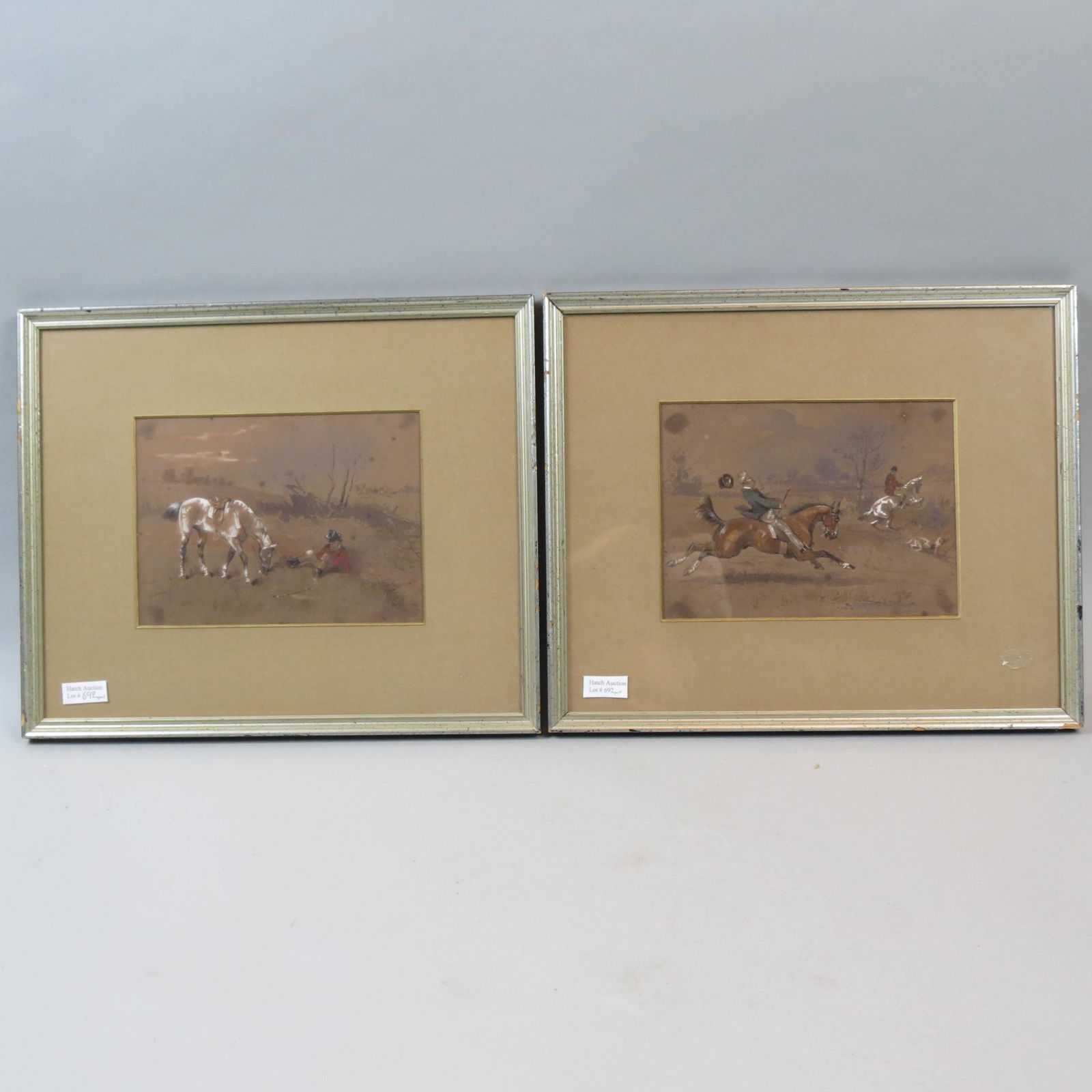 Pair of English Equestrian Watercolors (1 of 3)