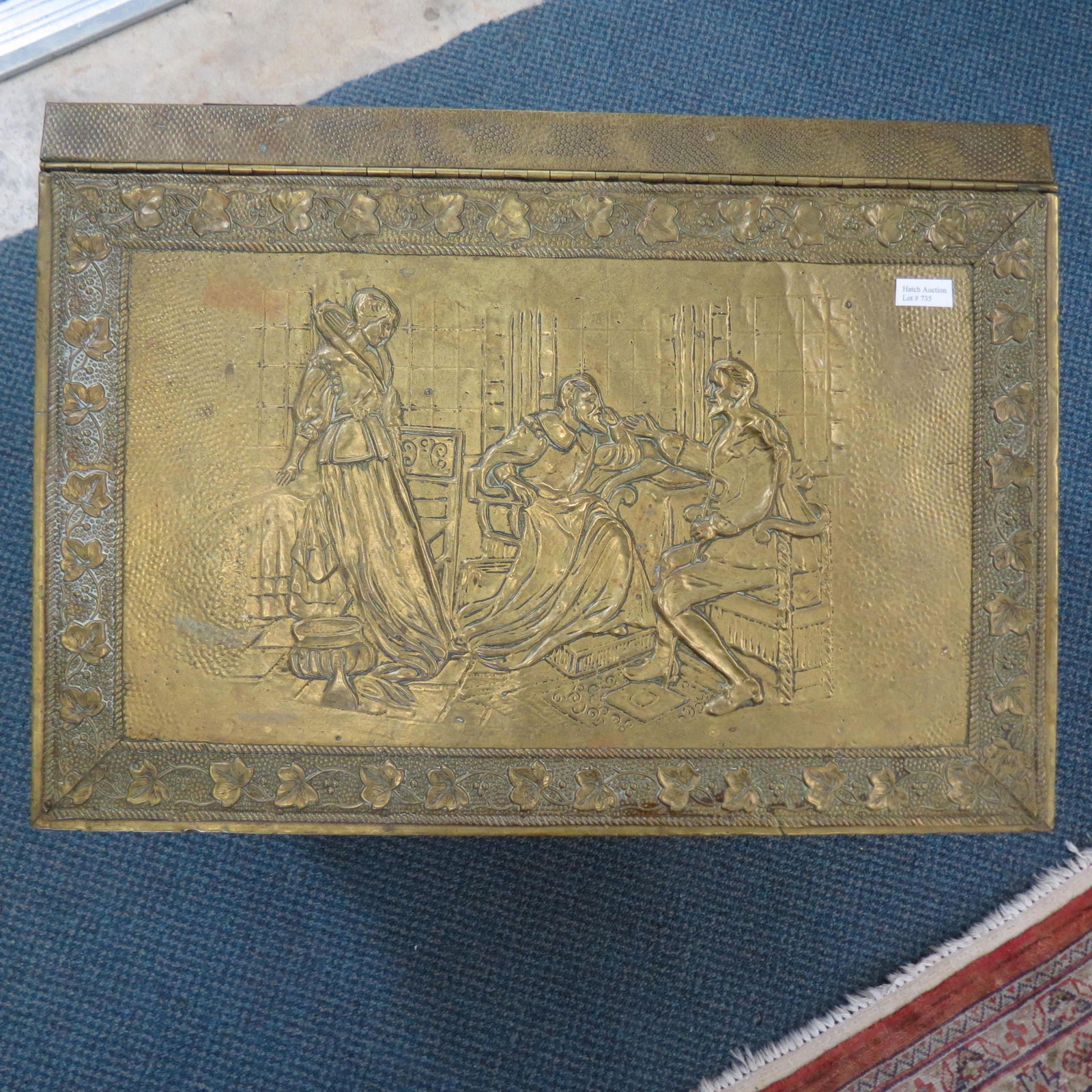 Anrtique Brass Overlay Wood Box (1 of 4)