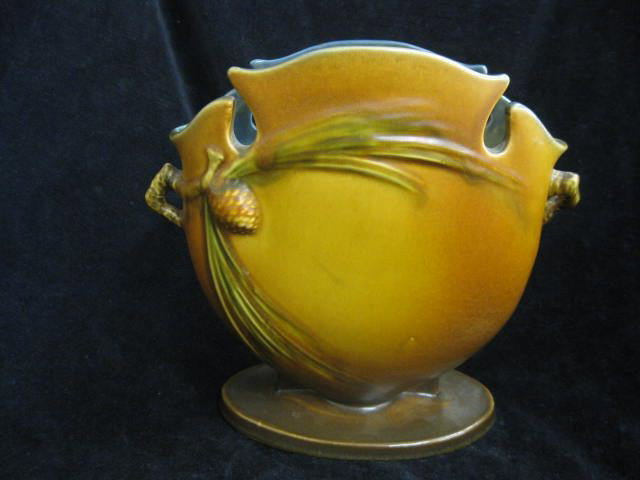 Roseville "Pinecone" Art Pottery Vase,: brown, shape #845-8", excellent.