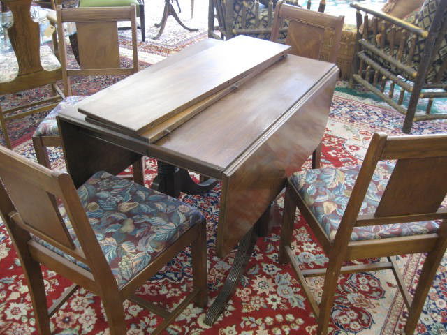 Duncan Phyfe Style Dropleaf Table, with chairs.