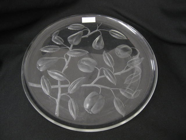 Intaglio Cut Glass Tray,: attributed to Tuthill, 13" diameter, excellent.