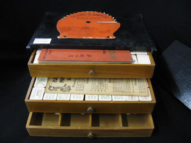 Mah Jong & Pung Chow Game Set,: circa 1920, in cabinet.