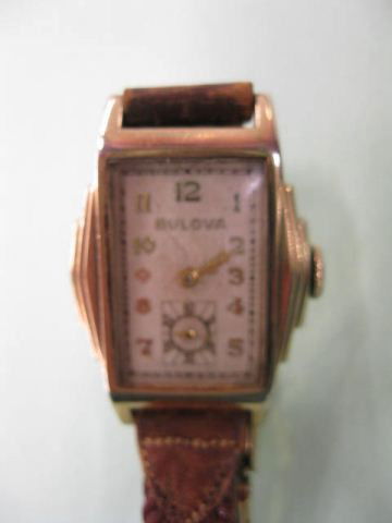 Bulova Man's Wrist Watch,: vintage, leather band, working.