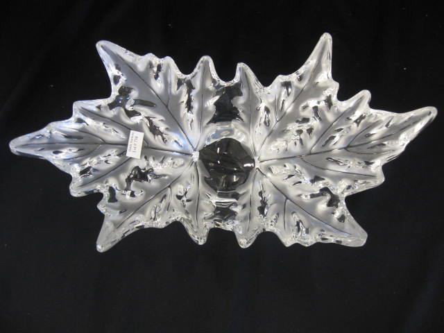 Lalique French Crystal Centerpiece,: frosted leaf design, 9" x 19", signed, excellent, "Champs-Elysees Gold Retail Price: US $3,450.00 & up.