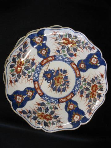 Set of 6 Japanese Imari Porcelain Dinner: Plates, florals, gold trim, 11" diameter.