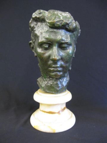 Auguste Rodin Bronze Bust of a Young Man,: famous French sculptor, on onyx base (old line) overall 15" tall, 1840-1917, signed, original. A Frenchman whose modernist style redefined sculpture in the 19th century, Auguste Rodin moved it from Ac