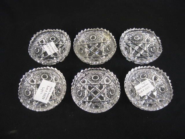 Set of 6 Cut Glass Salt Cellars,: heavy cut, brilliant period, 3" diameter.
