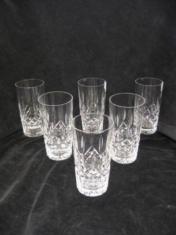 6 Waterford "Lismore" Cut Crystal: Iced beverage glasses, 5 1/2", signed, excellent.