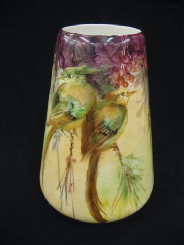Lenox Belleek Handpainted Porcelain Vase,: bird & wisteria decor, signed, 10" tall, excellent. Ceramic Art Company and Lenox Jonathan Coxon and Walter Lenox were co-workers at Ott & Brewer during the height of its Belleek years. Lenox later le