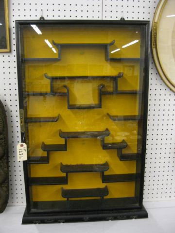 Oriental Wall Display Cabinet,: great for ivory figurines, netsukes or snuff bottles, 24" wide, 36" tall, 4 3/4" deep.