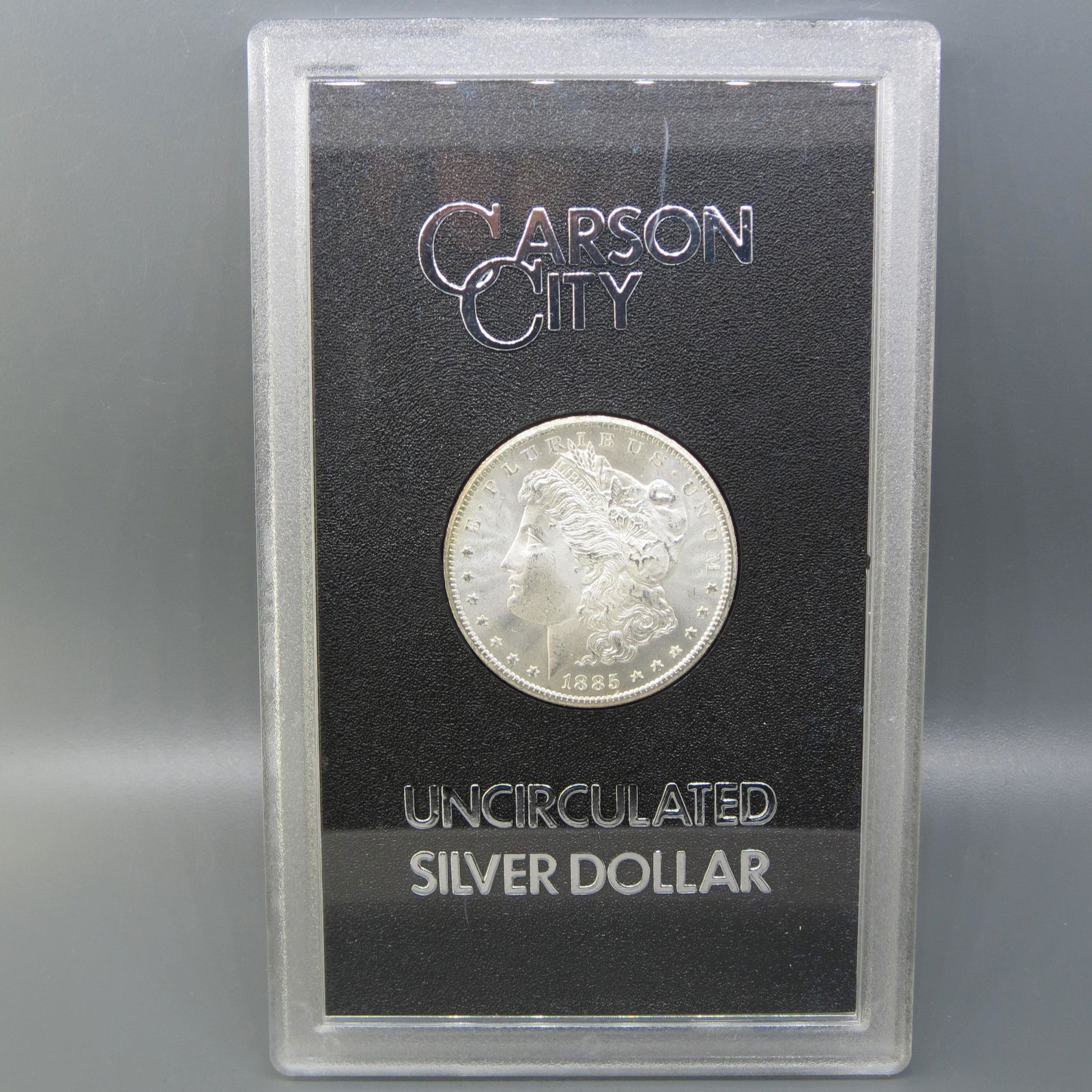 1885-CC Morgan Silver Dollar, GSA, uncirculated, (1 of 4)