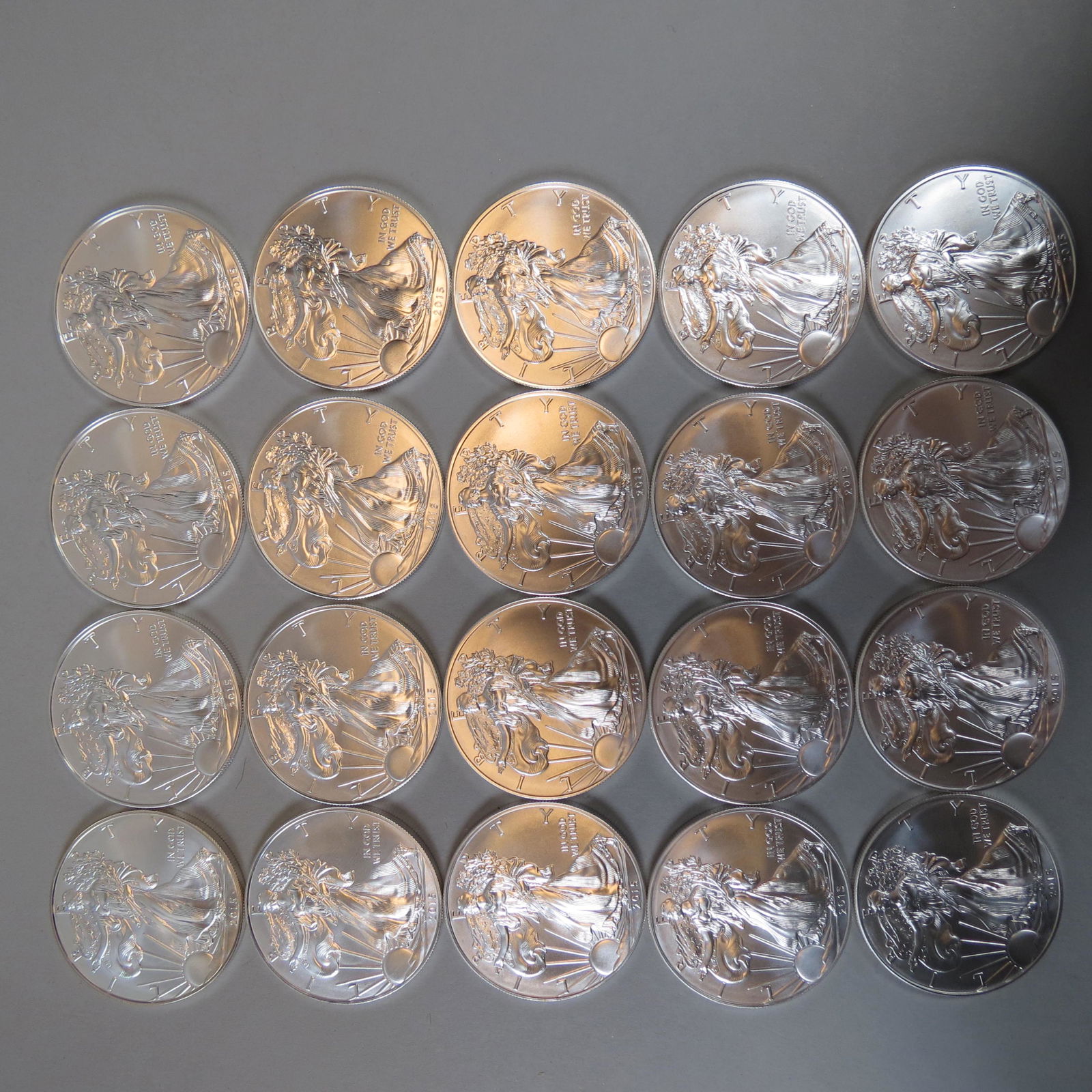 20 2015 American Silver Eagle Dollars, (1 of 6)